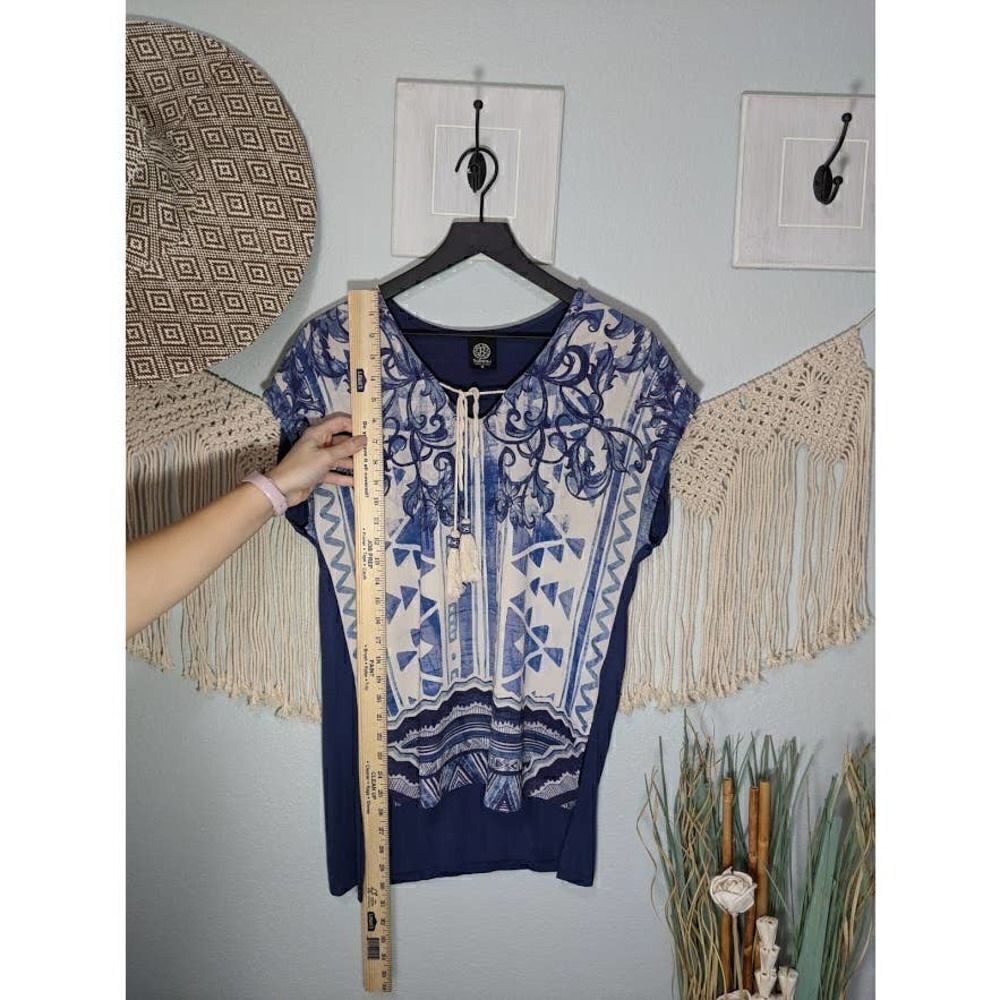 Bobeau Blue Aztec Tunic Top - Picture 6 of 16